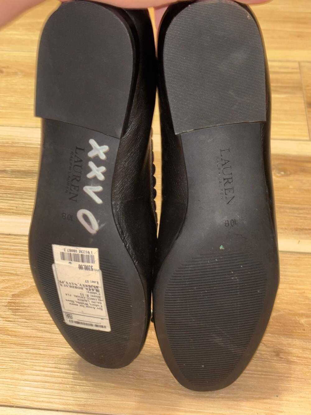 Lauren Ralph Lauren Glennie Scallop-Trim Leather Ballet Flats with tag - Picture 9 of 11